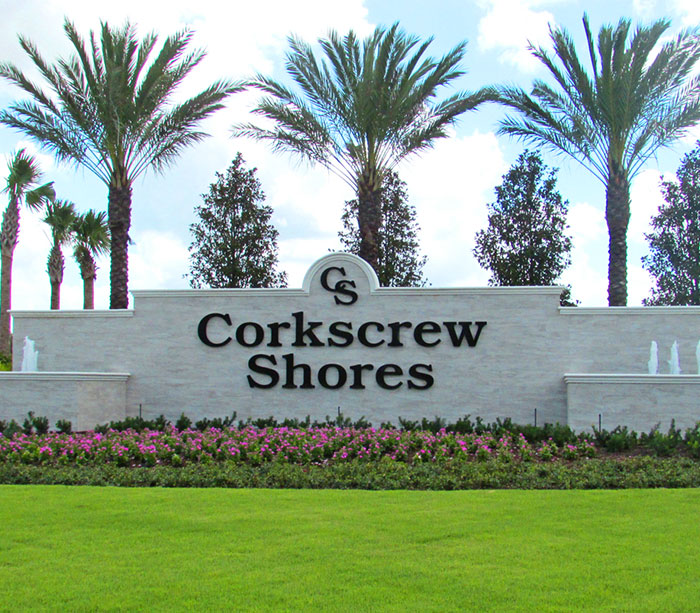 corkscrew shores sign